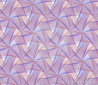 Guilloche micro vector seamless pattern. Color background with thin lines and optical blending effect. Vector Illustration