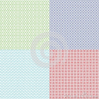 Guilloche patterns vector set for voucher, banknote, certificate and money texture Vector Illustration