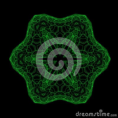 Guilloche round grid mandala, decorative element. Lattice star, web cyber backdrop. Abstract mesh background with waves ornament Cartoon Illustration