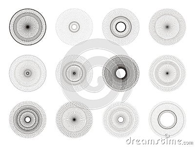 Guilloche secure elements for stamp- or money temp Vector Illustration