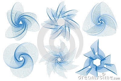 Guilloche vector pattern set watermarks. Useful for banknote, money design Vector Illustration