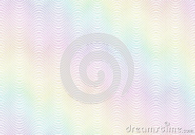 Guilloche watermark texture. Textured passport paper, banknote secure rainbow pattern and color line waves vector Vector Illustration