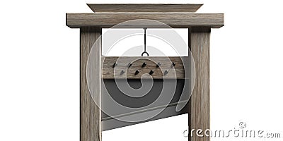 Guillotine isolated against white background. 3d illustration Cartoon Illustration