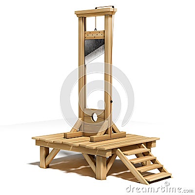 Guillotine on white background 3d illustration Cartoon Illustration