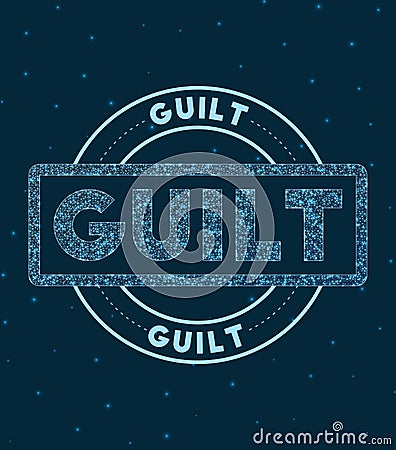 Guilt. Glowing round badge. Vector Illustration