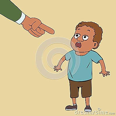 Guilty child funny cartoon Vector Illustration