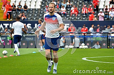 GUIMARAES, PORTUGLAL - June 09, 2019: Harry Kane during the UEFA Nations League Finals match for third place between Switzerland Editorial Stock Photo