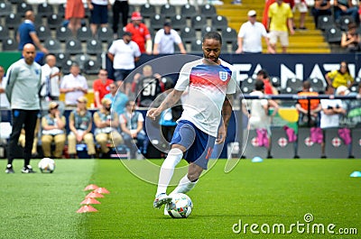 GUIMARAES, PORTUGLAL - June 09, 2019: Raheem Sterling player during the UEFA Nations League Finals match for third place between Editorial Stock Photo