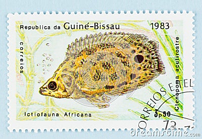 Guine Bissau Postage Stamp - Fish 1983 Editorial Stock Photo