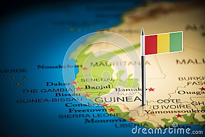 Guinea Belgium marked with a flag on the map Editorial Stock Photo