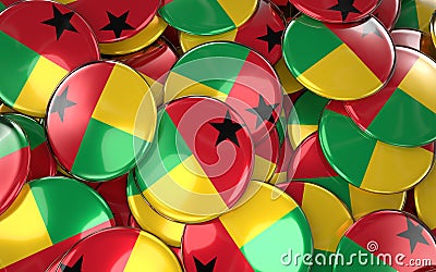 Guinea-Bissau Badges Background - Pile of Bissau-guinean Flag Stock Photo