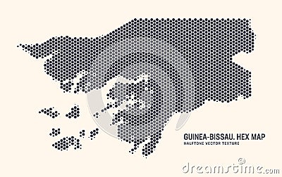 Guinea-Bissau Map Vector Hexagonal Halftone Pattern Isolated On Light Background Vector Illustration