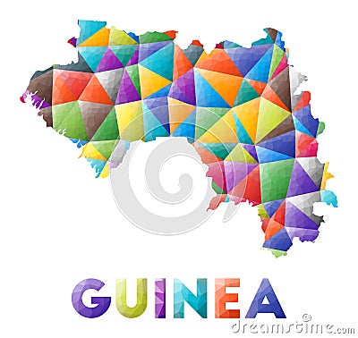 Guinea - colorful low poly country shape. Vector Illustration