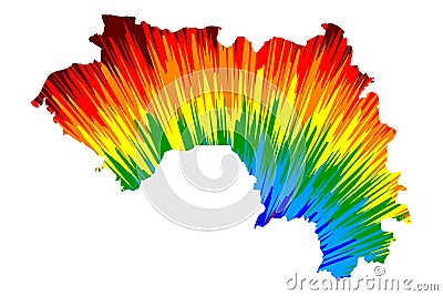 Guinea - map is designed rainbow abstract colorful pattern, Republic of Guinea Guinea-Conakry map made of color explosion Vector Illustration