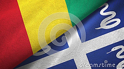 Guinea and Martinique snake two flags textile cloth, fabric texture Stock Photo