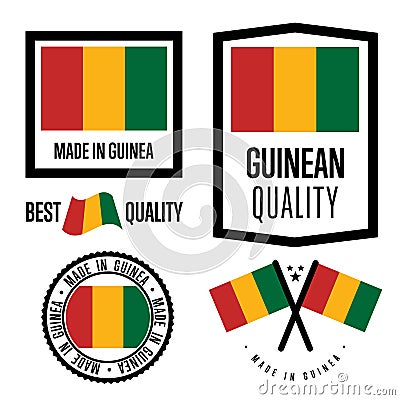 Guinea quality label set for goods Vector Illustration