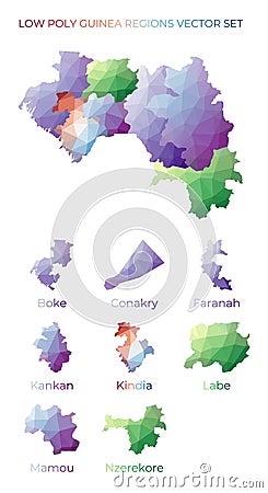 Guinean low poly regions. Vector Illustration