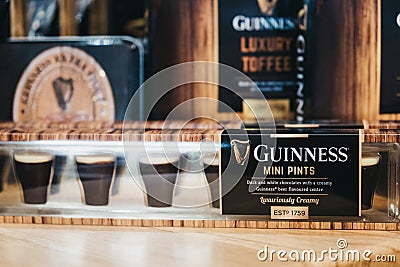 Guinness mini pints chocolates on sale in a shop Editorial Stock Photo