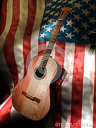 Guitar on american tour Stock Photo