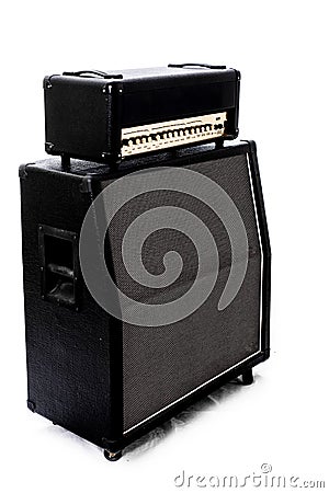 Guitar Amp stack left Angle Stock Photo