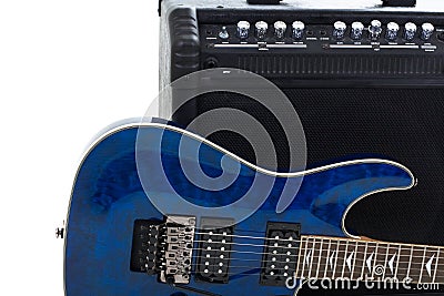 Guitar amplifier and electric-guitar Stock Photo