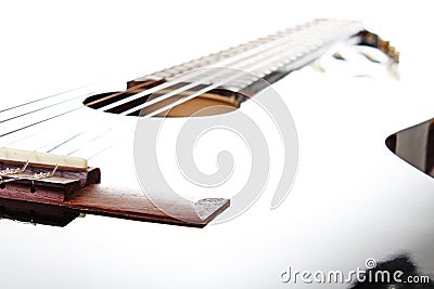 Guitar artsy POV background. Music illustration. Black and white guitar closeup. Cartoon Illustration