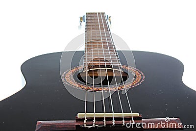 Guitar artsy POV background. Music illustration. Black and white guitar closeup. Cartoon Illustration