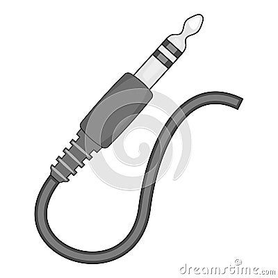 Guitar audio jack with black cable icon monochrome Vector Illustration