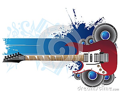 Guitar and banner Vector Illustration