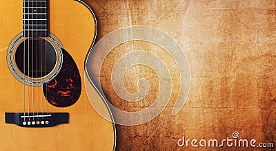 Guitar and blank grunge background Stock Photo