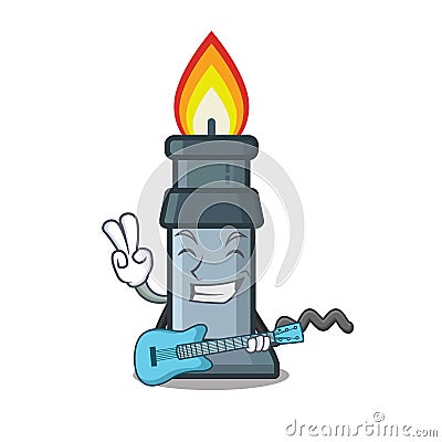 With guitar busen burner in the character pocket Vector Illustration