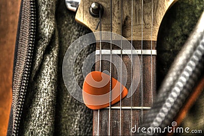 Guitar in the case Stock Photo