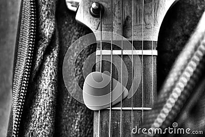 Guitar in the case Stock Photo