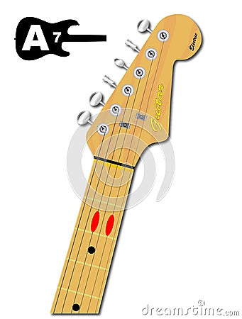 The Guitar Chord Of A Seven Vector Illustration