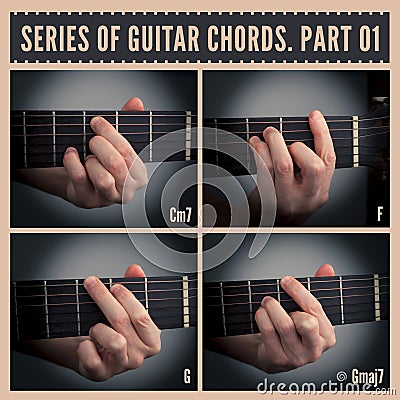 Guitar chords Stock Photo