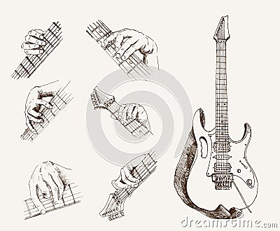 Guitar and chords Vector Illustration