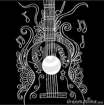 Guitar doodle Cartoon Illustration