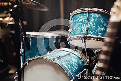 Guitar drums and studio equipment Stock Photo