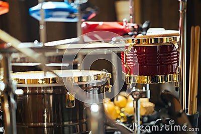 Guitar drums and studio equipment Stock Photo
