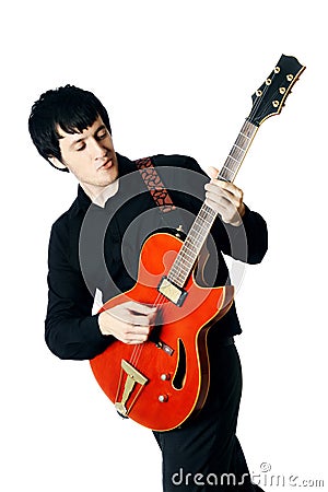 Guitar electric man isolated Stock Photo