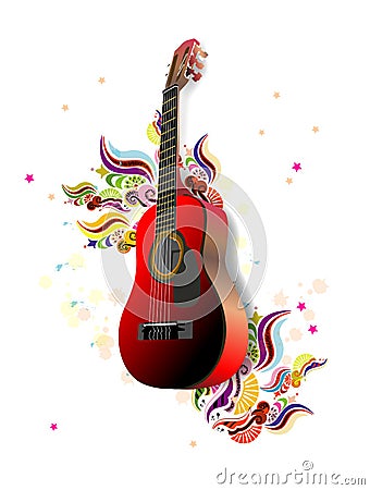 Guitar and floral Stock Photo
