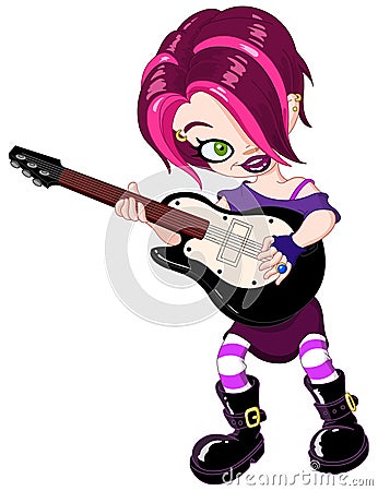 Guitar girl Vector Illustration