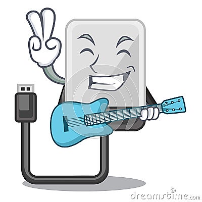 With guitar hard drive isolated on the characters Vector Illustration