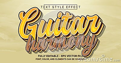 Guitar Harmony Text Style Effect. Editable Graphic Text Template Vector Illustration