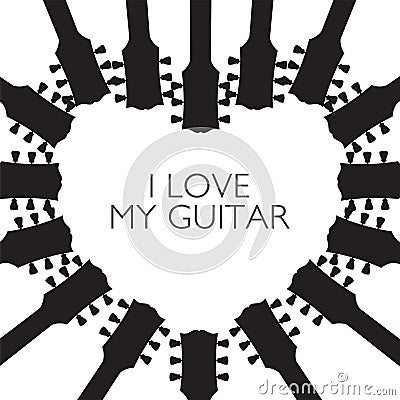 Guitar headstocks form a heart Vector Illustration