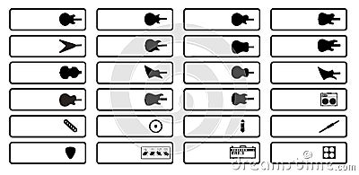 Guitar Icon Buttons Vector Illustration