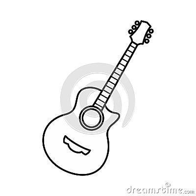 Guitar icon, outline style Vector Illustration