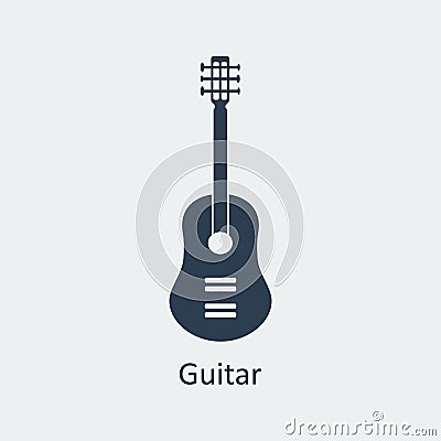 Guitar icon. Silhouette vector icon Vector Illustration