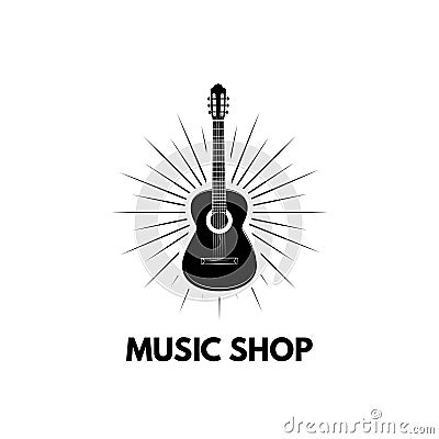 Guitar icon vector, Acoustic musical instrument. Music shop logo. Vector illustration. Vector Illustration