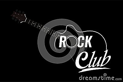 Vector Guitar illustration with cation Rock Club Vector Illustration